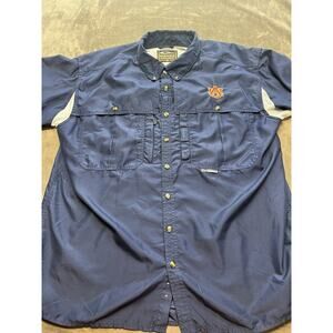 Auburn Tigers Shirt Mens‎ XL Blue Drake Button Down Collar Logo Vented Fishing